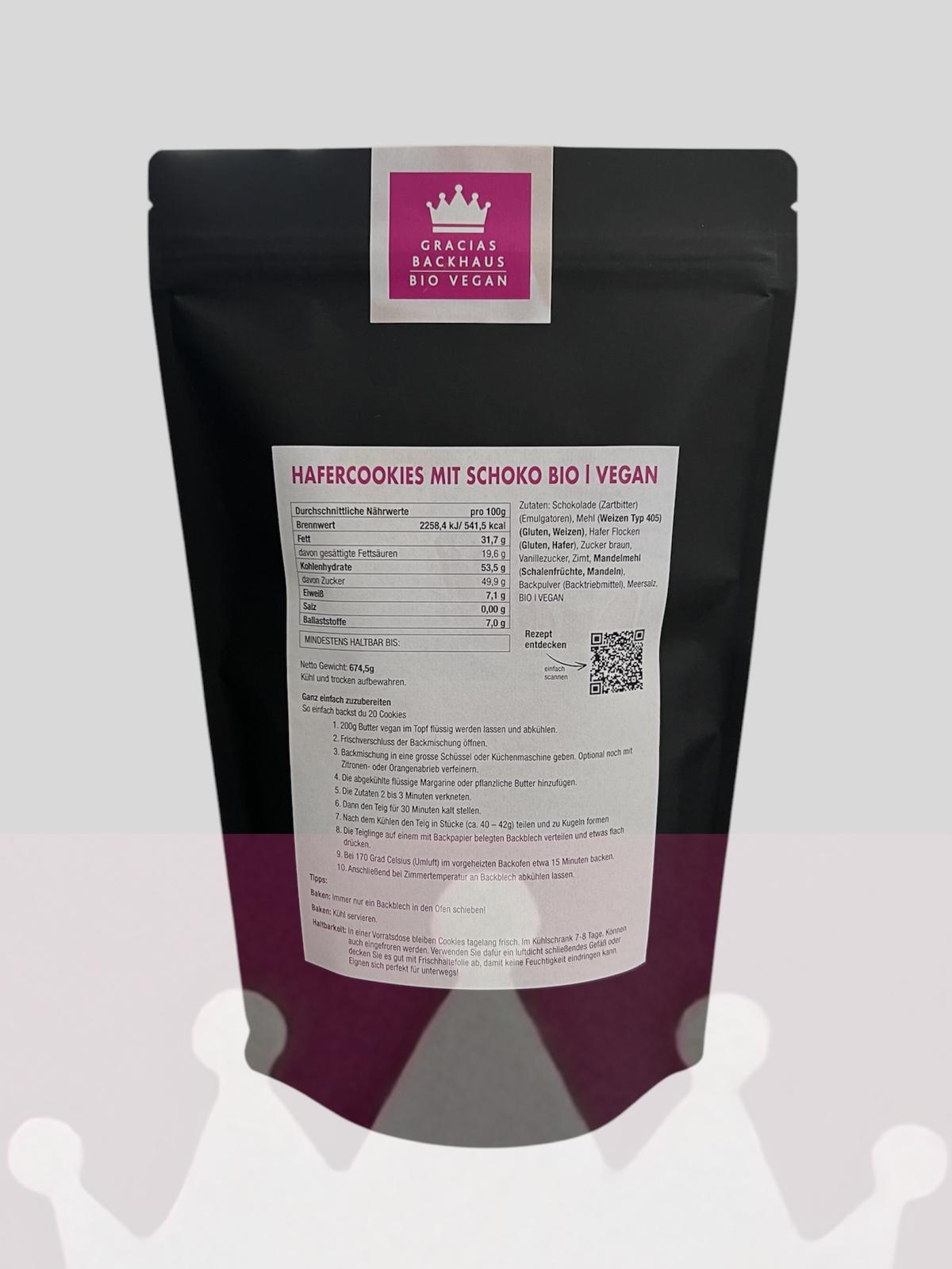 SCHOKO-HAFER-COOKIES PREMIUM BACKMISCHUNG | REIN PFLANZLICH (100% vegan)