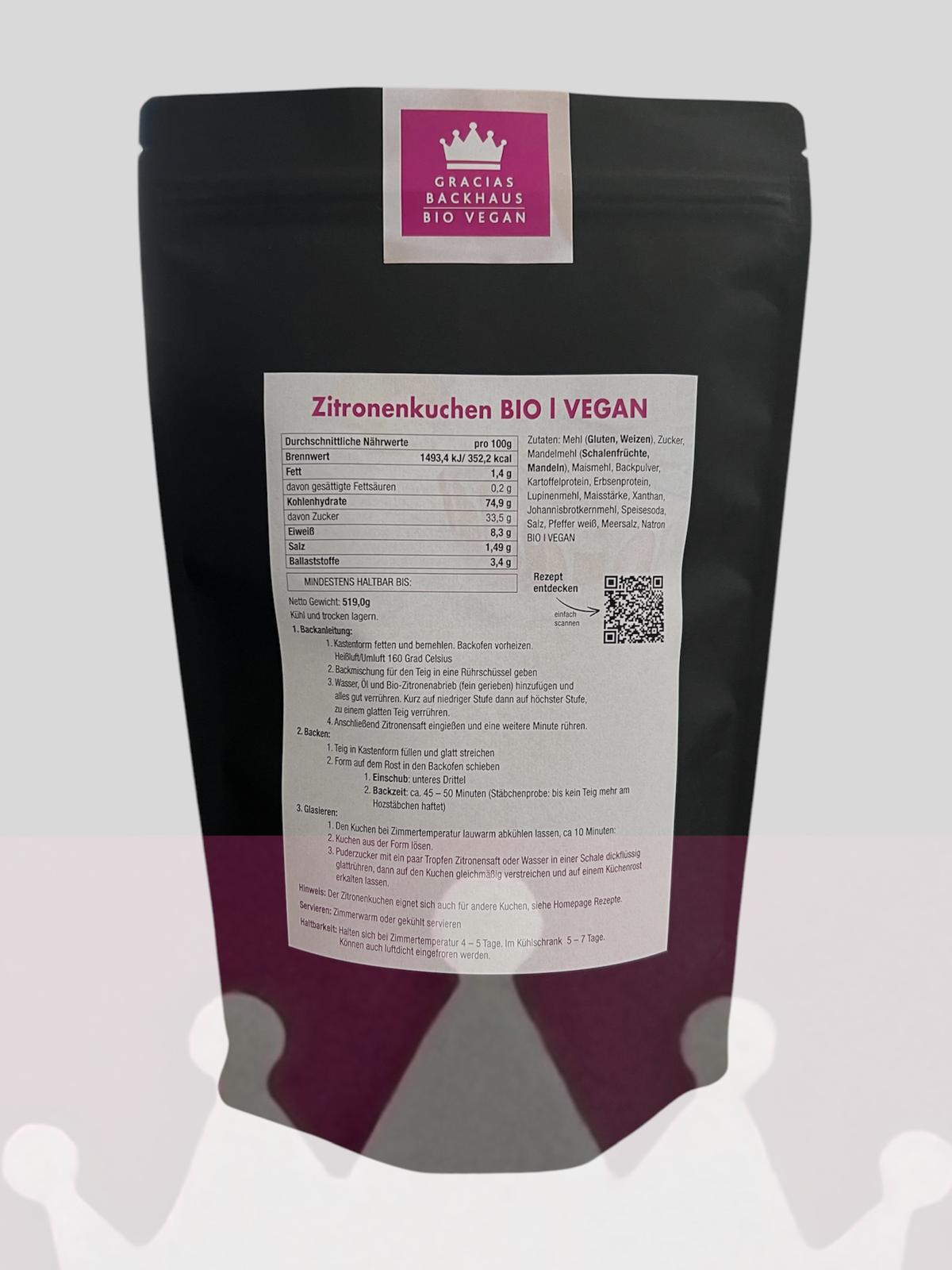 ZITRONENKUCHEN - BACKMISCHUNG BIO l VEGAN l LAKTOSEFREI